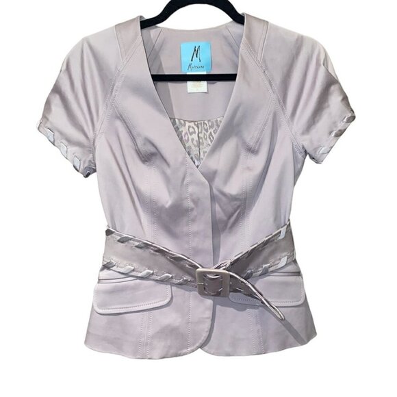 MARCIANO Short Sleeves Fitted Blazer Jacket with  Belt Mauve Pastel Size 2 - Picture 8 of 9